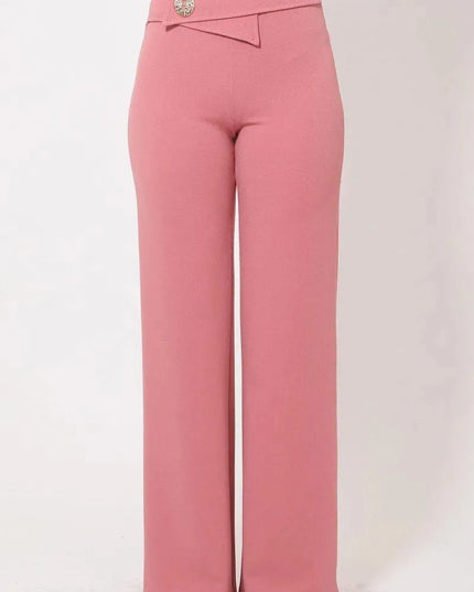 Oversized Button Front Detail Pants - ShopEasier