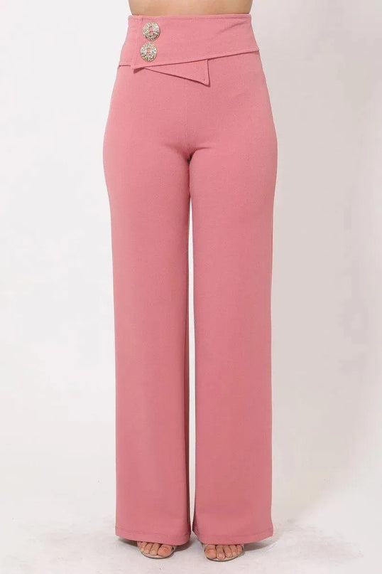 Oversized Button Front Detail Pants - ShopEasier