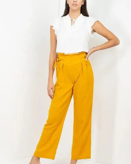 High Waist Paperbag Wide Pants - ShopEasier