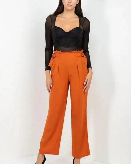 High Waist Paperbag Wide Pants - ShopEasier