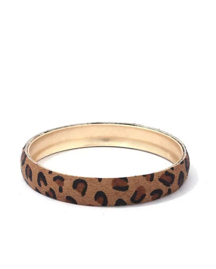 Animal Print Metal Bangle Bracelet - ShopEasier