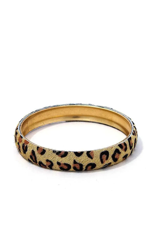 Animal Print Metal Bangle Bracelet - ShopEasier