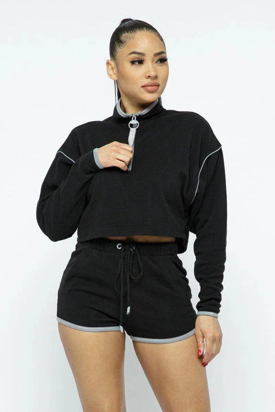 Sporty Crop Top Sporty High-waist Shorts Set - ShopEasier