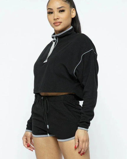 Sporty Crop Top Sporty High-waist Shorts Set - ShopEasier