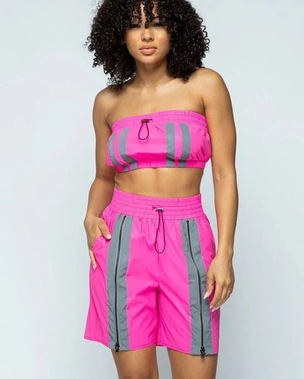 Cropped Mini Tube Top/lined Thigh Length Shorts Set - ShopEasier