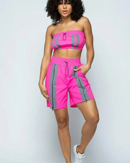 Cropped Mini Tube Top/lined Thigh Length Shorts Set - ShopEasier