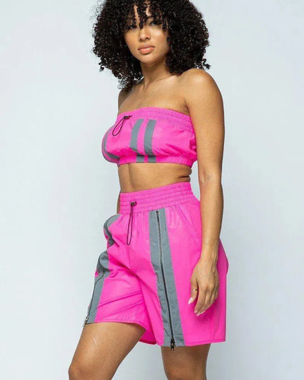 Cropped Mini Tube Top/lined Thigh Length Shorts Set - ShopEasier