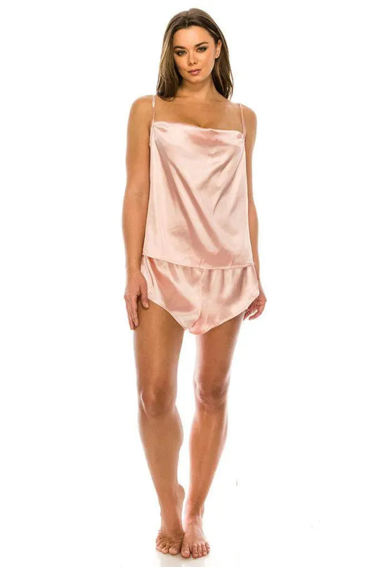 Satin Pj Short Set - ShopEasier