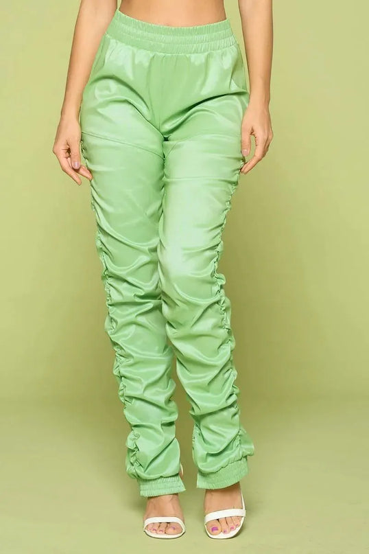 Leather Pu Ruched Pants - ShopEasier