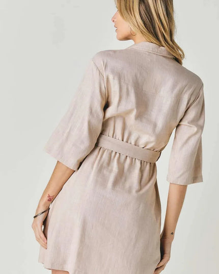 Drop Shoulder With Saist Tie Belted Dress - ShopEasier