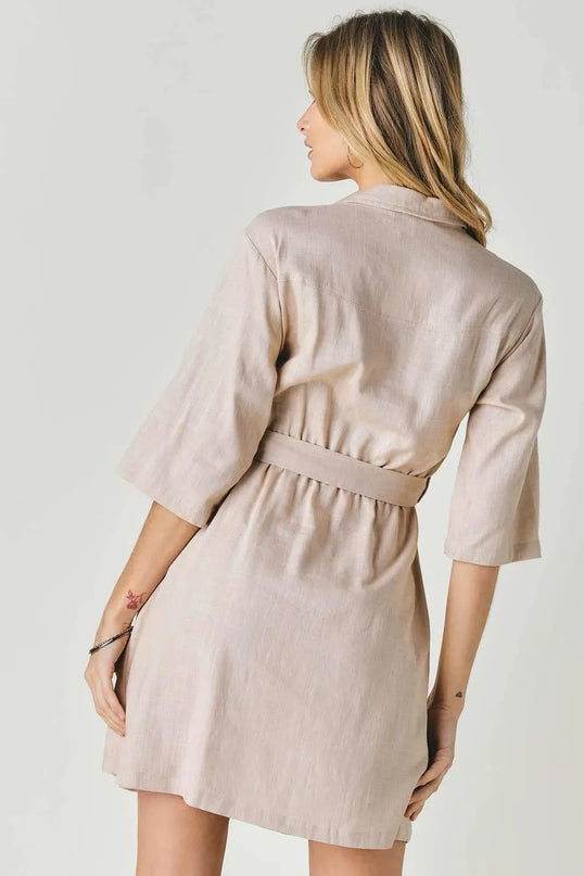 Drop Shoulder With Saist Tie Belted Dress - ShopEasier