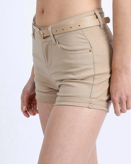 High Rise 5 Pockets Roll Up Hem Shorts - ShopEasier