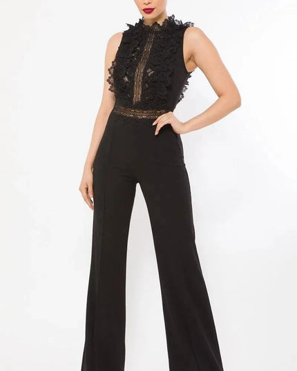 Crochet Lace Combined Bodice Jumpsuit - ShopEasier