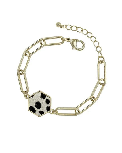 Metal Clothing Pin Chain Leopard Haircalf Bracelet - ShopEasier