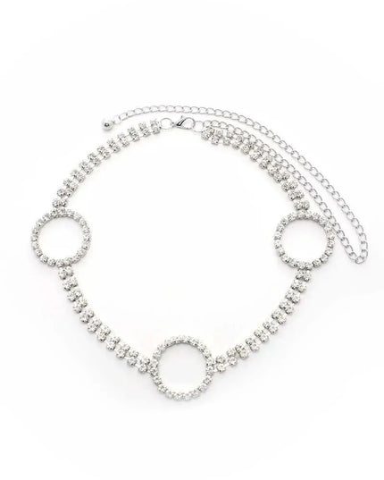 Circle 2 Line Rhinestone Chain Belt - ShopEasier