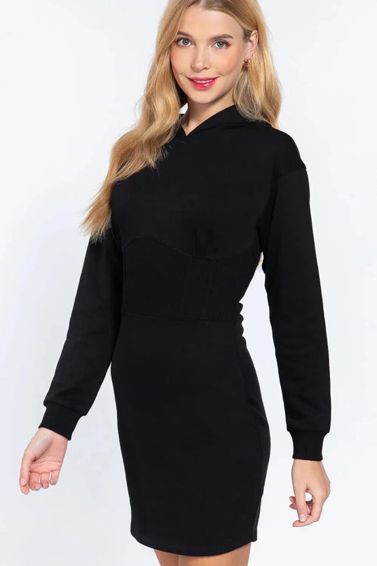 Hoodie French Terry Mini Dress - ShopEasier