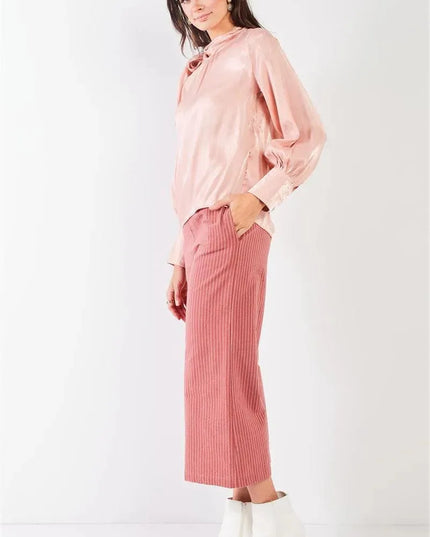 Dusty Rose Pink Cotton Pinstripe Gaucho Pants - ShopEasier