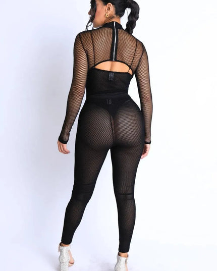 Mesh Crop Jumpsuit Set - ShopEasier