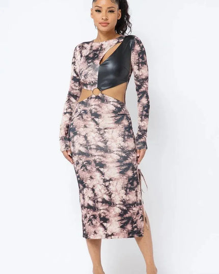 Tie Dye Long Sleeve Midi Dress - ShopEasier