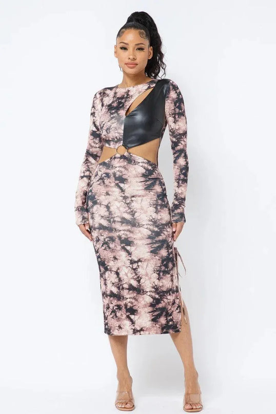 Tie Dye Long Sleeve Midi Dress - ShopEasier