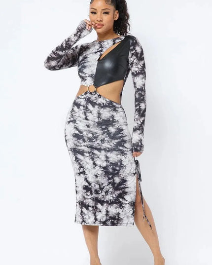 Tie Dye Long Sleeve Midi Dress - ShopEasier