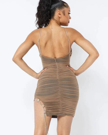 Spaghetti Strap Mesh Mini Dress - ShopEasier