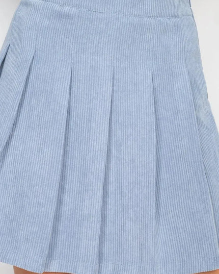 A-line Corduroy Pleated Mini Skirt - ShopEasier