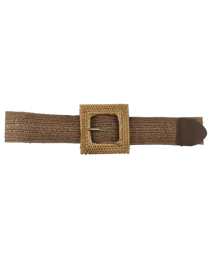 Fashion Square Straw Buckle Belt - ShopEasier