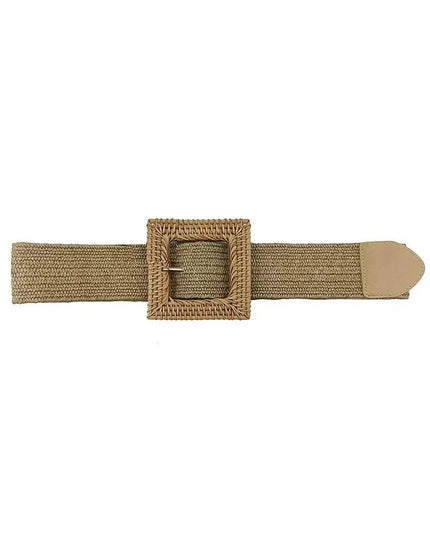 Fashion Square Straw Buckle Belt - ShopEasier