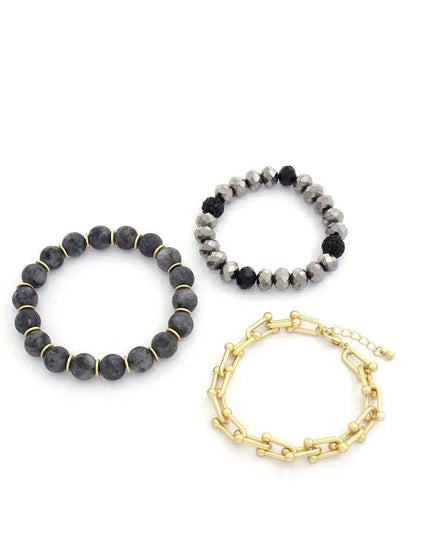 U Link Stone Beaded Bracelet Set. - ShopEasier