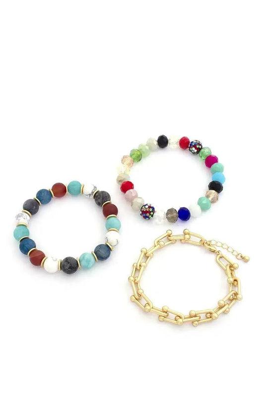 U Link Stone Beaded Bracelet Set. - ShopEasier