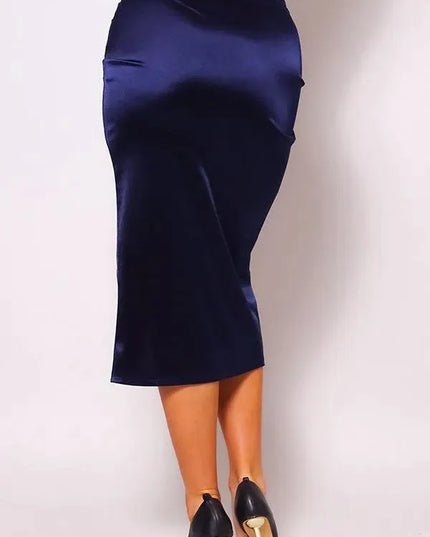 Sexy Gathered Front Crossover Midi Skirt - ShopEasier