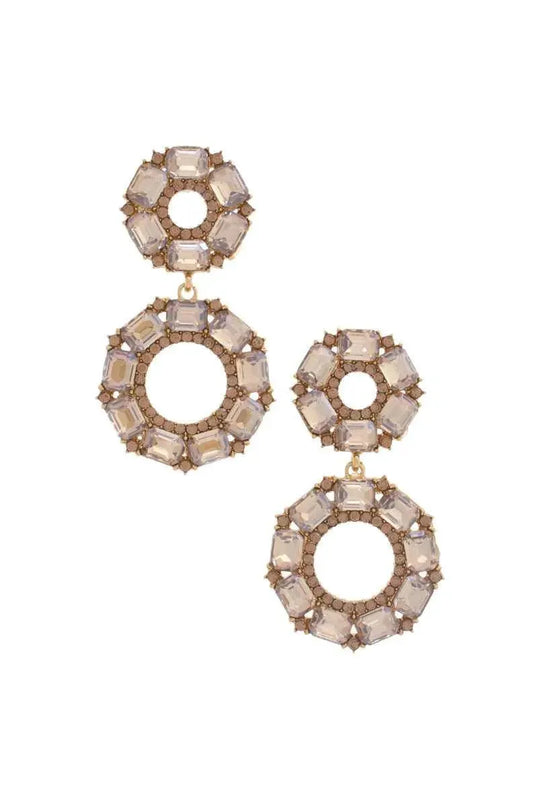 Double Circle Rhinestone Earring - ShopEasier