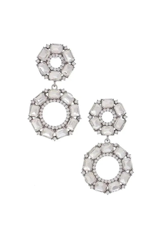 Double Circle Rhinestone Earring - ShopEasier