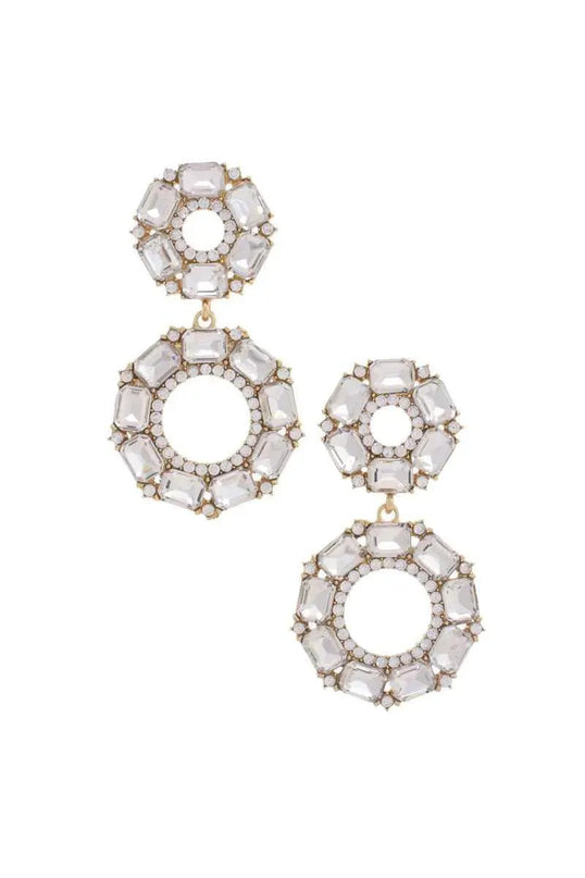 Double Circle Rhinestone Earring - ShopEasier