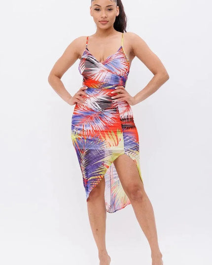 Printed Mesh Dress - ShopEasier