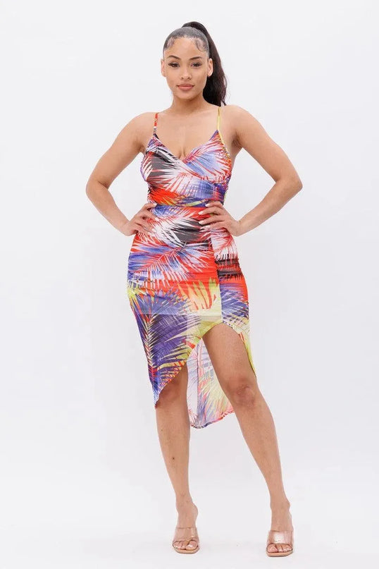 Printed Mesh Dress - ShopEasier