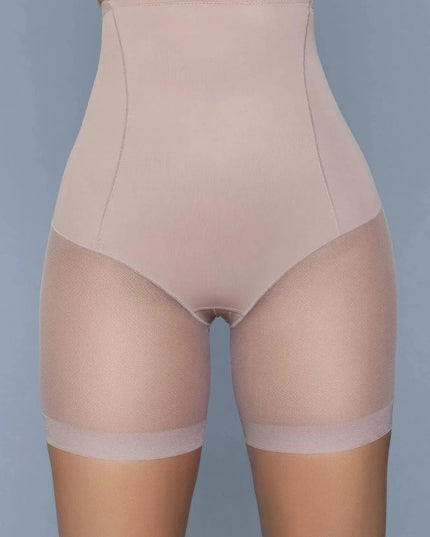 Nude High Waist Mesh Shorts Body Shaper With Waist Boning - ShopEasier