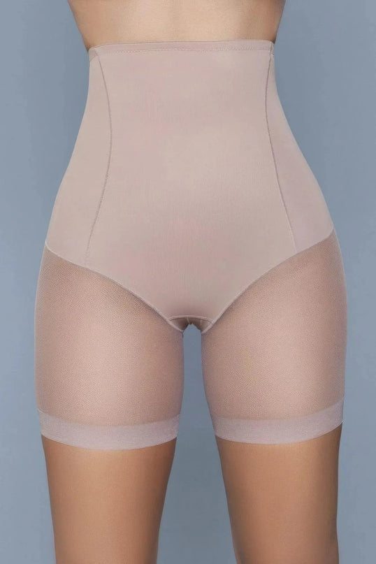 Nude High Waist Mesh Shorts Body Shaper With Waist Boning - ShopEasier