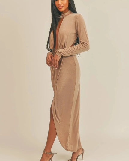 Pecan Brown Open Front Dress - ShopEasier