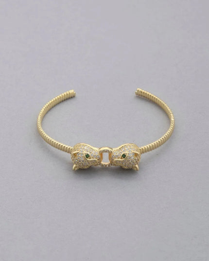 Double Leopard Head Metal Bangle Bracelet - ShopEasier