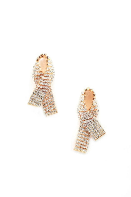 Rhinestone Awarness Bow Earring - ShopEasier