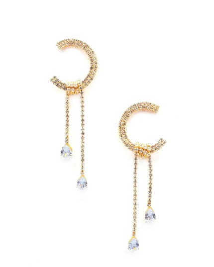 C Shape Rhinestone Dangle Earrng - ShopEasier