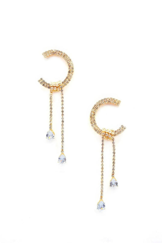 C Shape Rhinestone Dangle Earrng - ShopEasier