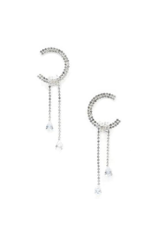 C Shape Rhinestone Dangle Earrng - ShopEasier