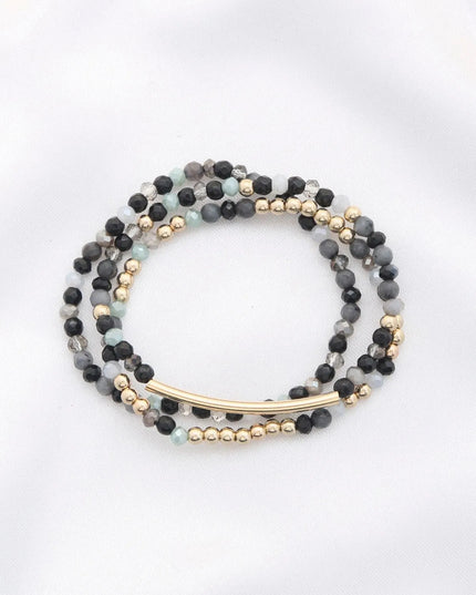 3 Row Glass Bead Stretch Bracelet - ShopEasier