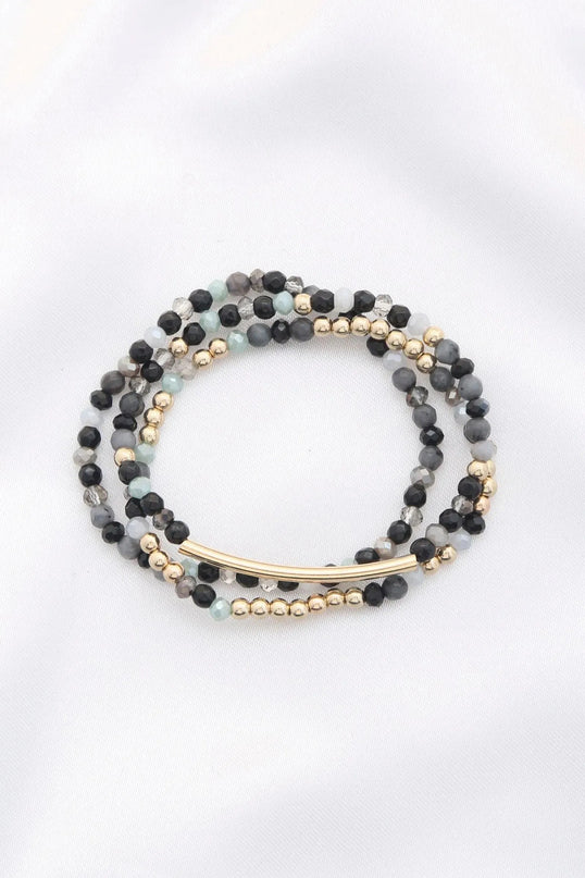 3 Row Glass Bead Stretch Bracelet - ShopEasier