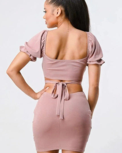 Lux Side Cutout W/ Back Tie Detail Bodycon Dress - ShopEasier