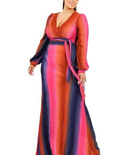 Plus Gradient Stripe 2 Piece Maxi Skirt Set