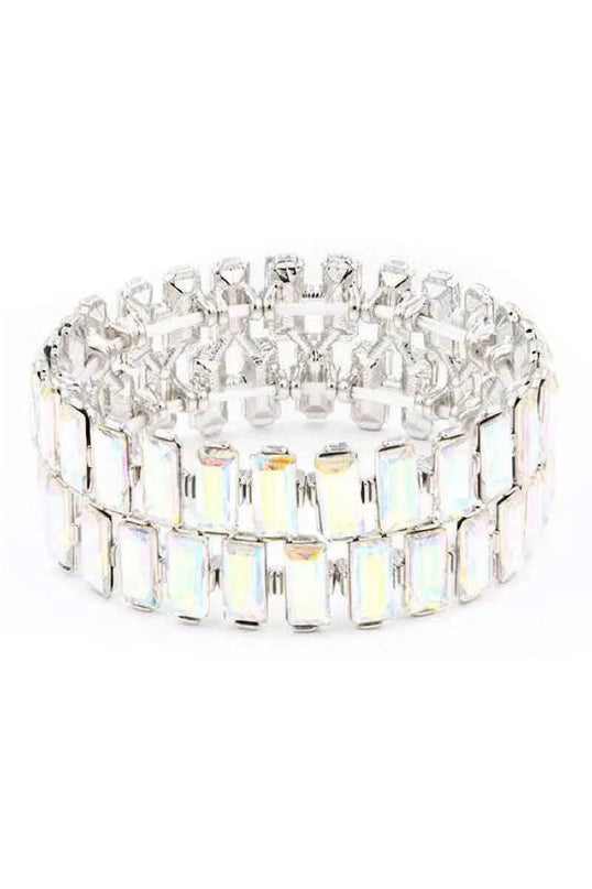 Rectangle Rhinestone Stretch Bracelet - ShopEasier